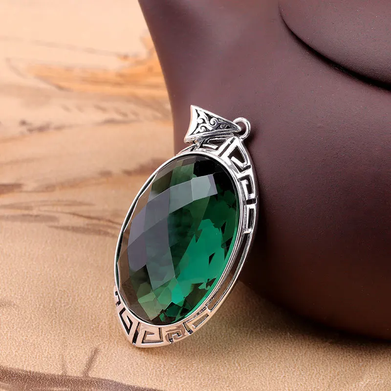 2019 элегантная овальная подвеска для женщин Подлинная женская серебряная зеленая