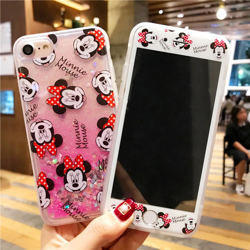 Для iphone 8 plus мультфильм Микки динамический с блестками и жидкостью чехол сияющими