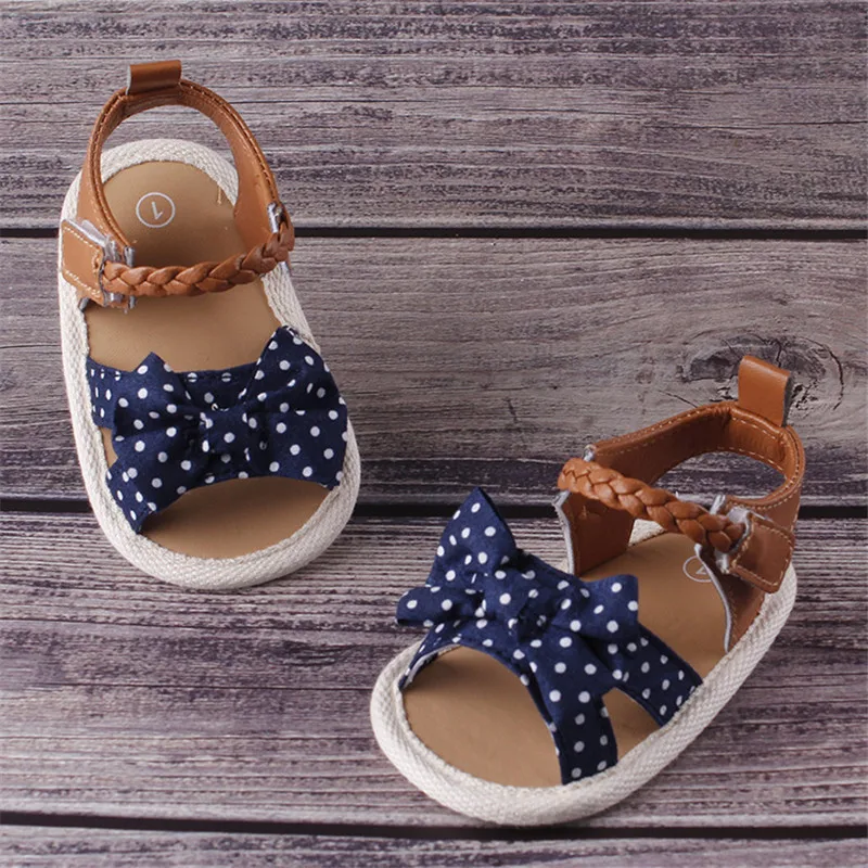 

Summer Baby Girl Bowknot Sandals Anti-Slip Crib Shoes Soft Sole Prewalkers