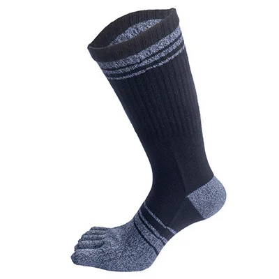 Black and blue Брендовые мужские длинные носки без пятки на весну и осень утолщенные хлопковые носки с пятью пальцами мужские впитывающие пот дышащие носки с пальцами BOC300 - Цвет: Black and blue