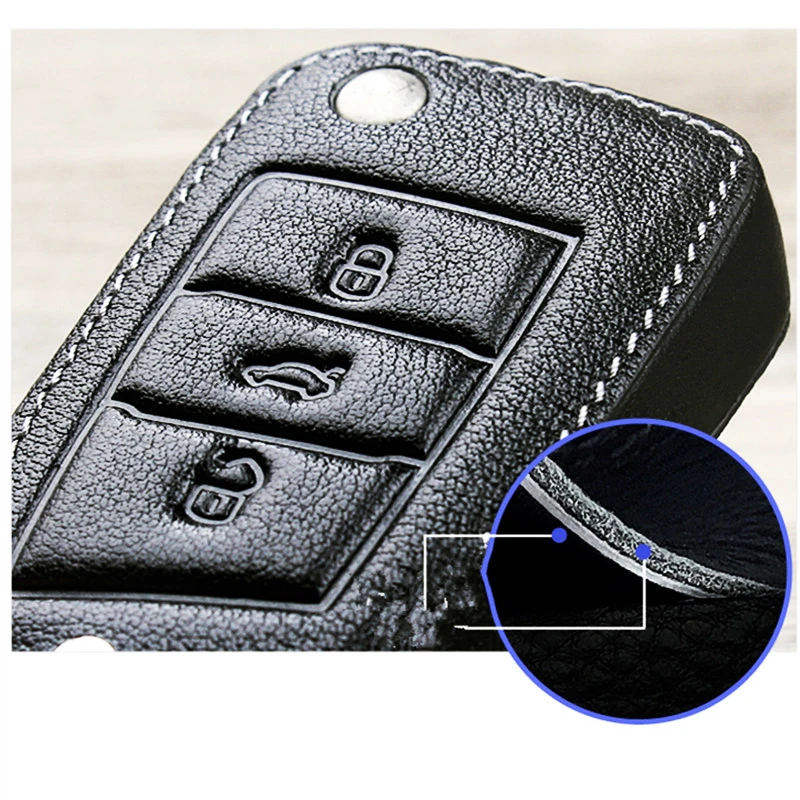 Новый кожаный чехол для автомобильных ключей + брелок VW Volkswagen Golf 7 mk7 Skoda Octavia A7