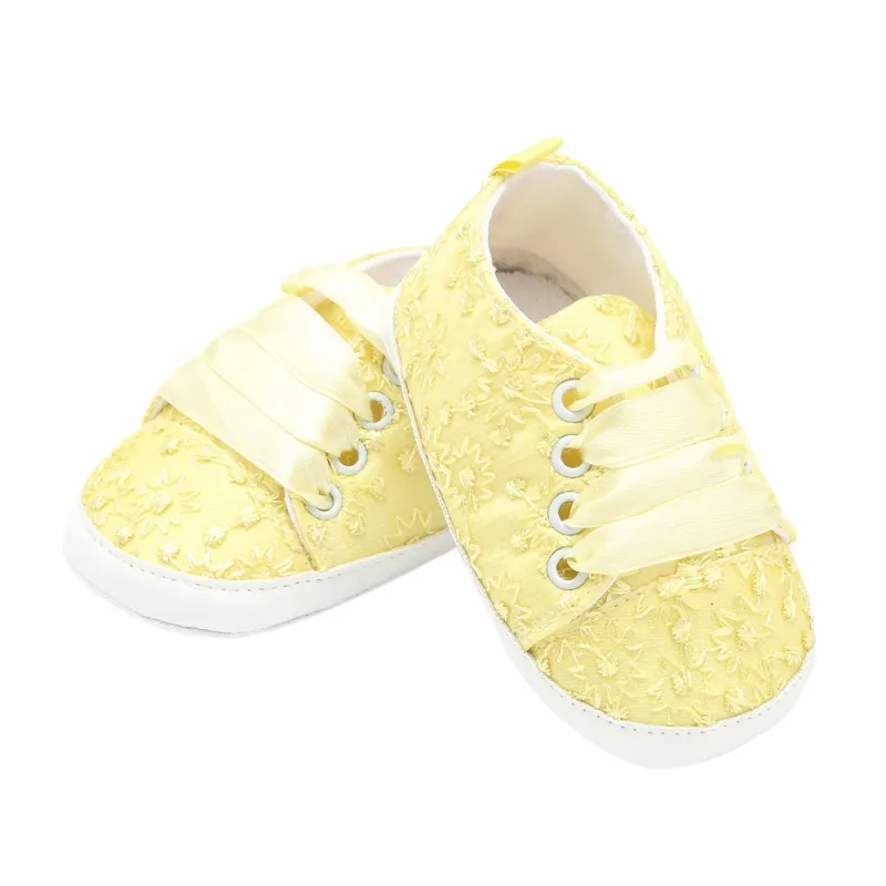 

2019 Newborn Lace Embroidery Cloth Shoes Baby Girls First Walkers Toddler Bow Flower Footwear Summer Baby Girl Soft Sole Shoes