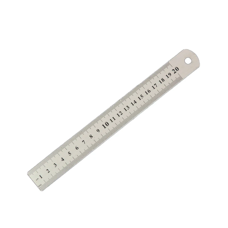 20cm Двусторонняя металлическая линейка 15/20/30 см Канцелярский набор измерительный инструмент Нержавеющая сталь точный линейка - Цвет: 20cm