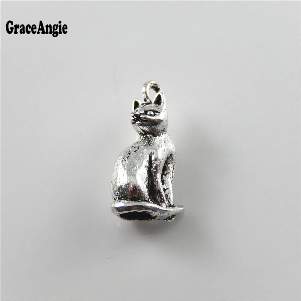 Graceangie 15 шт. Малый металла милый кот Талисманы ювелирных изделий Подвески