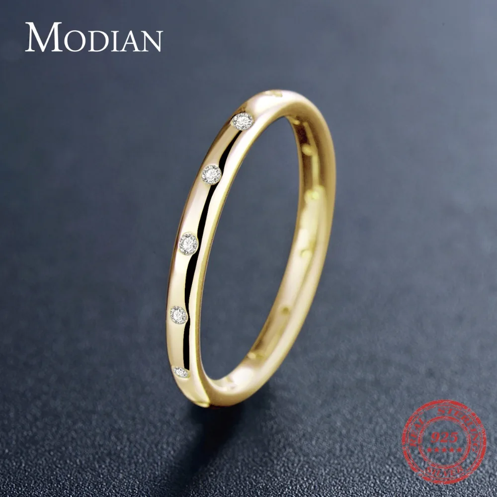 Modian 100% Настоящее Стерлинговое Серебро 925 пробы штабелируемое кольцо прозрачный