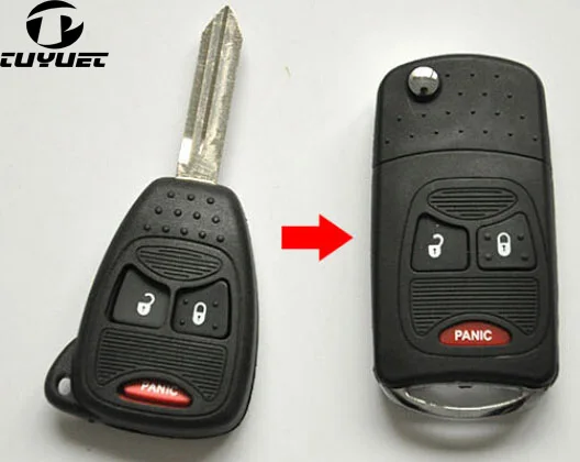 

Modified Case Uncut Blade Flip Folding Key Shell For Chrysler PT Cruiser Dodge Nitro Caliber 2+1 3 Small Buttons
