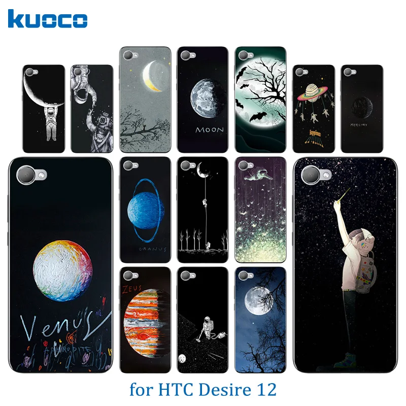 5 дюймов для HTC Desire 12 Capa Space Moon Pattern Мягкий ТПУ силиконовый чехол с полной защитой