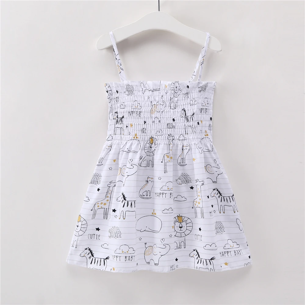 Latest Baby Girl Dress Elegant Cotton Sleeveless Children's Princess Clothing Flower Printed Clothes Toddler Kids Sling Dresses | Детская