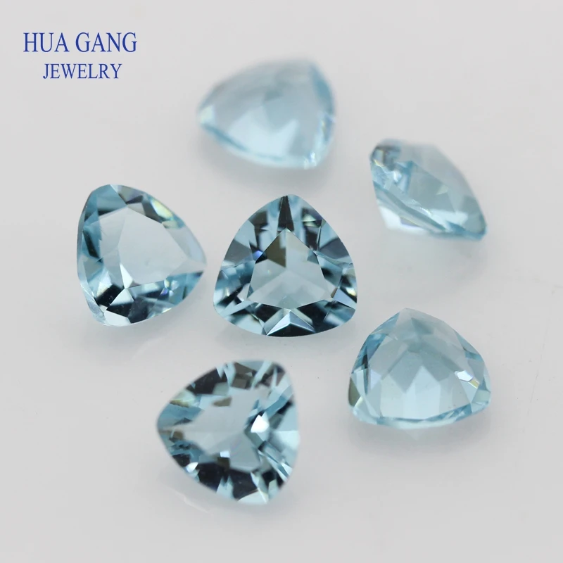 106# Blue Trillion Shape Princess Cut Loose Glass Beads Synthetic Gems For Jewelry Size 3x3~10x10mm Free Shipping | Украшения и