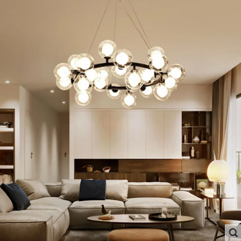 Modern Circular Magic Beans Glass Ball Pendant Lamp Nordic Creative Bedroom Living Room Dinning G4 LED Lighting Fixture | Лампы и