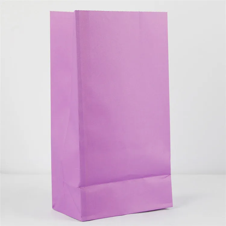 Purple Zilue 50 шт./лот, крафт-бумажный пакет, разноцветный, без ручки, Подарочная посылка, для походов в лагерь, вечерние, бумажный пакет, упаковка для еды, 23 см X 12 см X 7,5 см - Цвет: Purple