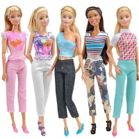 5 set fashion elegant dolls toy casual wear clothes outfits topspants with shoes accessories for barbie toys kids girls gift