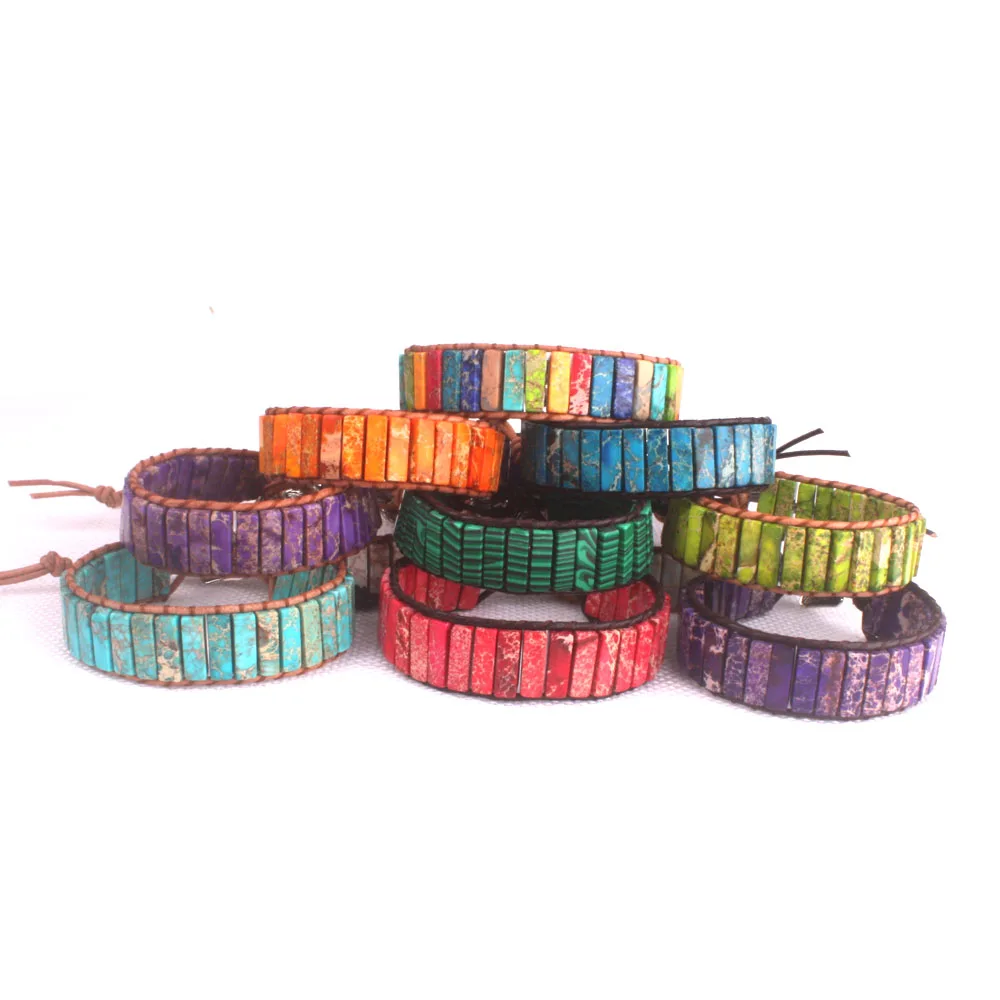 Женский кожаный браслет из натурального камня для пары с бусинами Pulsera Cuenta Cuadrados
