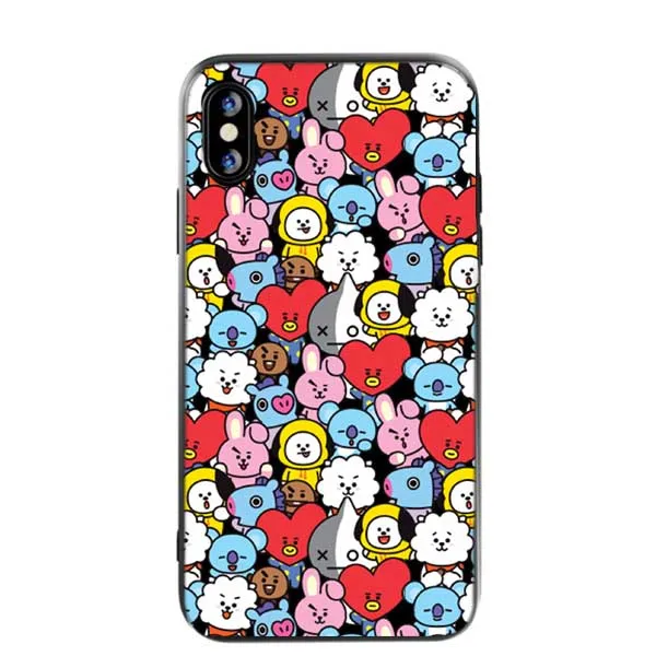 Бренд BTS милый мультяшный BT21 силиконовый чехол для iPhone X XS MAX XR Love yourself 5 5S SE 6 6splus 7 8