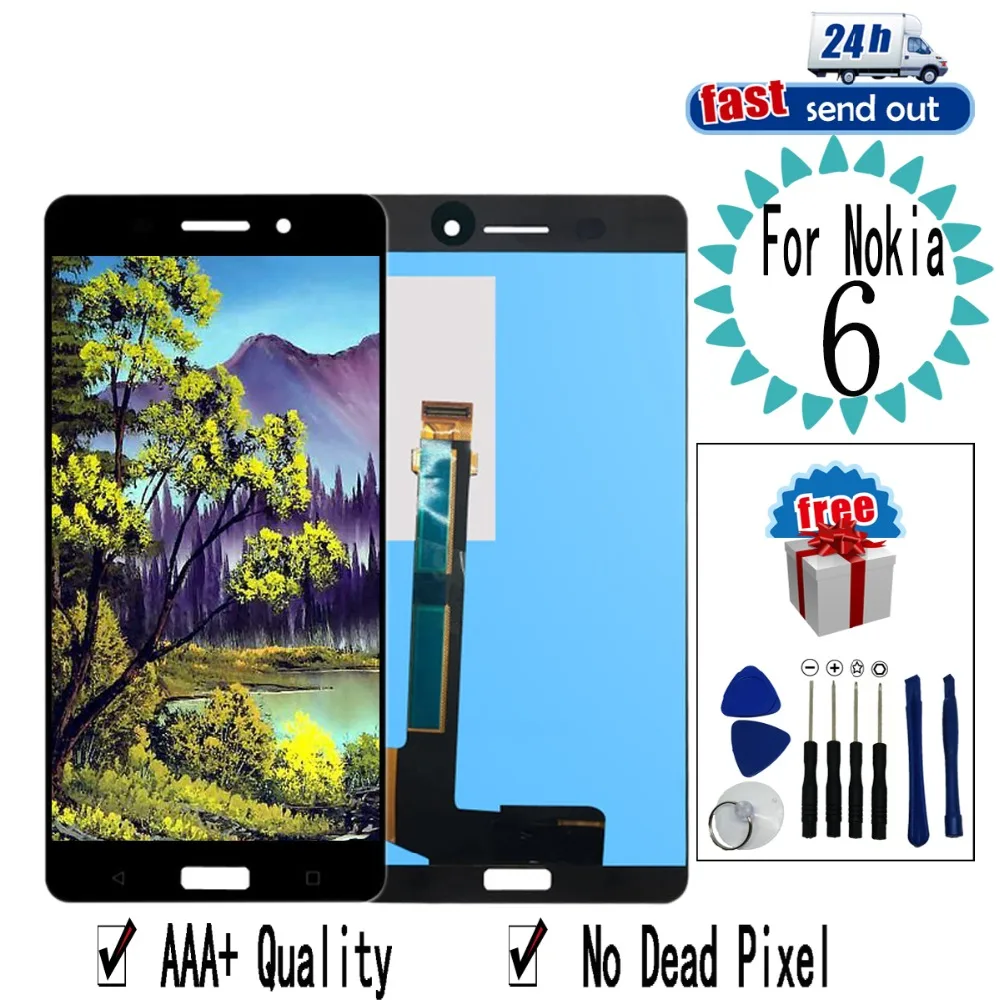 5," N6 lcd для Nokia 6 lcd дисплей TA-1025 TA-1021 TA-1033 кодирующий преобразователь сенсорного экрана в сборе Замена для Nokia 6 N6