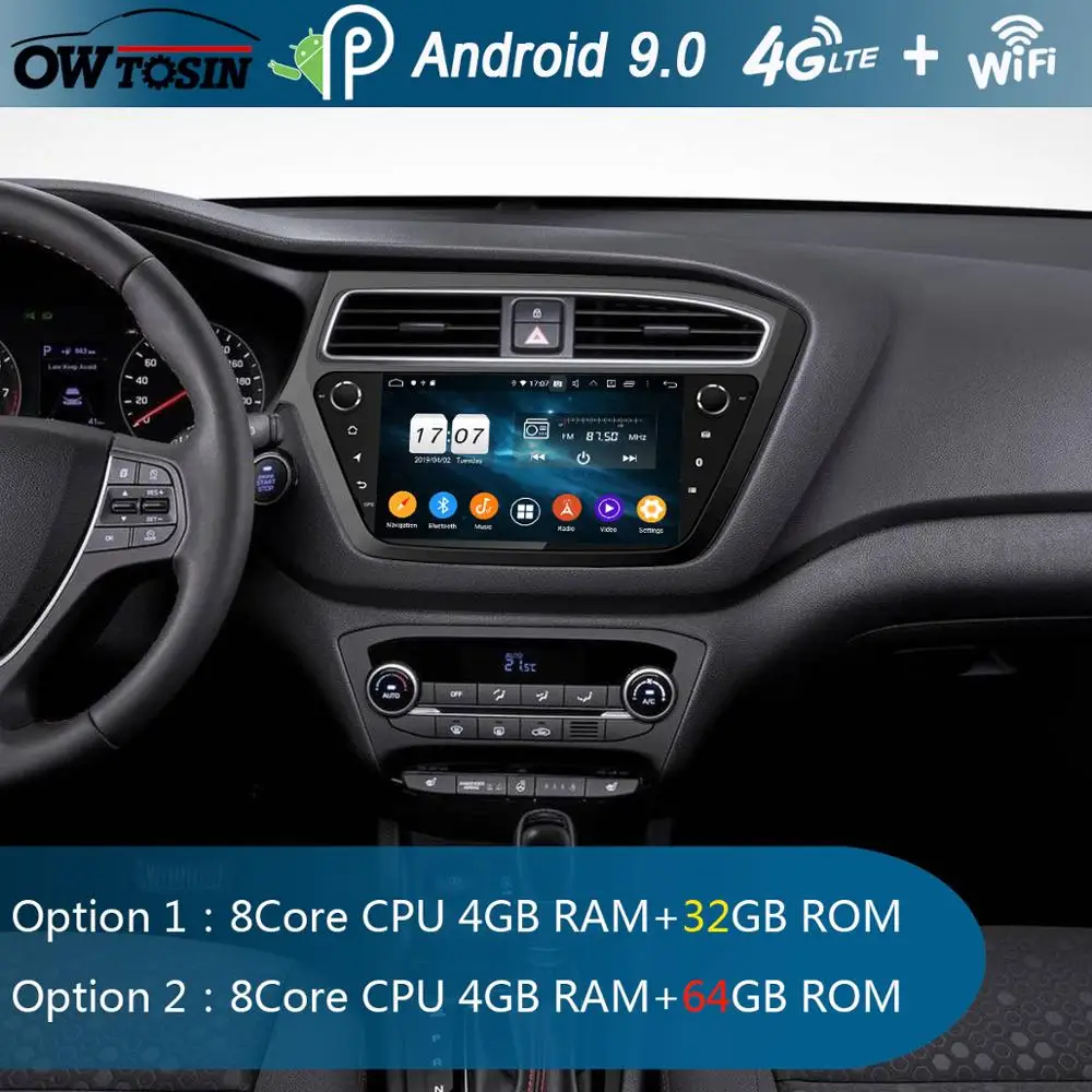 " ips 8Core 4+ 64G Android 9,0 автомобильный мультимедийный плеер для hyundai i20 LHD gps Радио DSP CarPlay Parrot BT