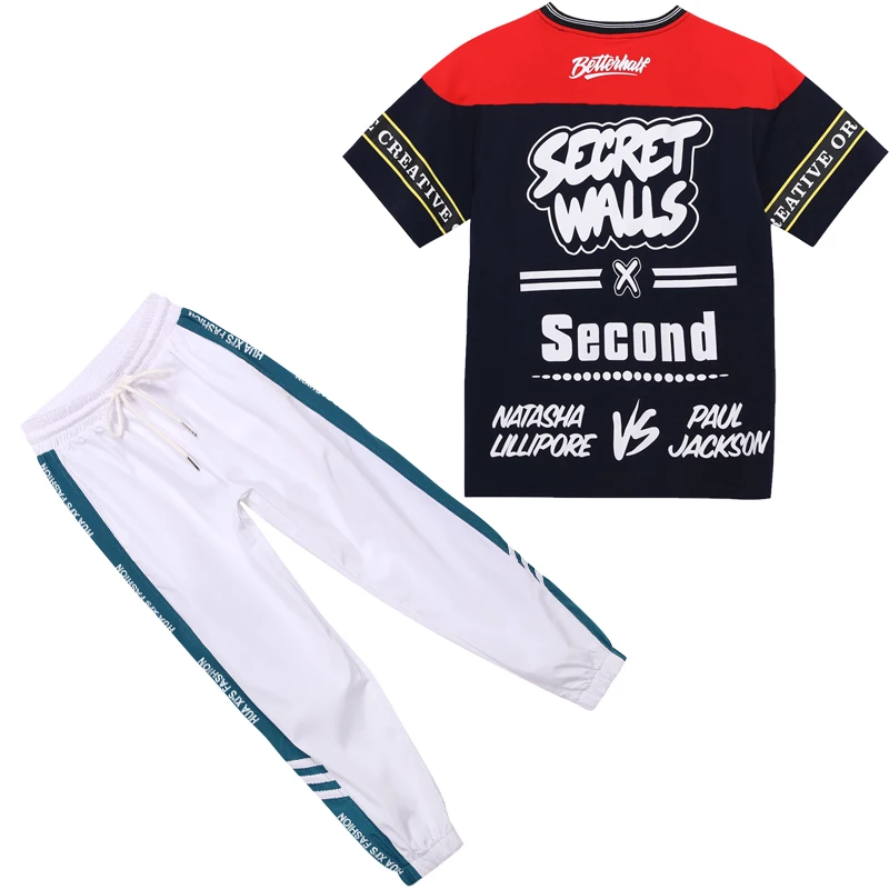 Летний детский комплект для занятий джазовыми танцами в стиле хип-хоп свободные