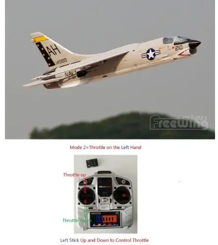 Freewing самолет 64 мм F8E F-8E CRUSADER rc игрушечный самолет готов к полету RTF версия, но без батареи, хорошо для начинающих - Цвет: mode 2