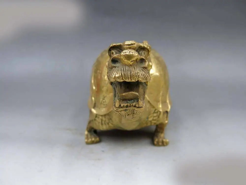 DS китайская латунная медная фэн-шуй резной дракон животного статуя черепаха | Дом