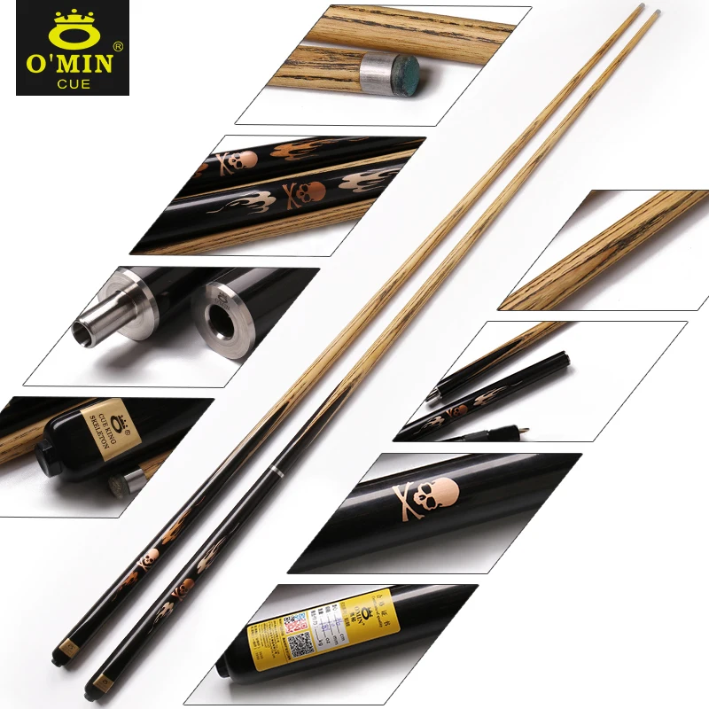 O'MIN SKELETON All Handmade One Piece Snooker Cue 3/4 Kit with Case Extension 10mm Tip High-end Stick |