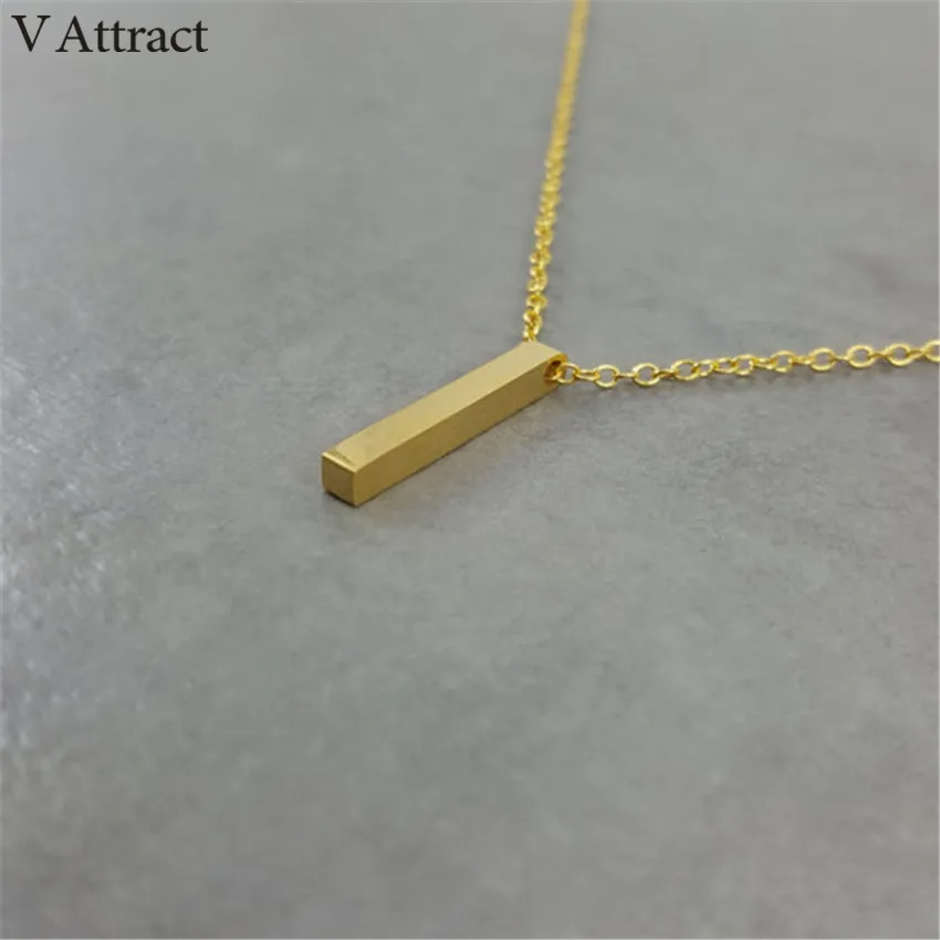 V Attract 2017 Handmade Jewelry One Direction Geometric Long Bar Necklaces Stainless Steel Chai Pendant For Women Christmas Gift|collier ras du