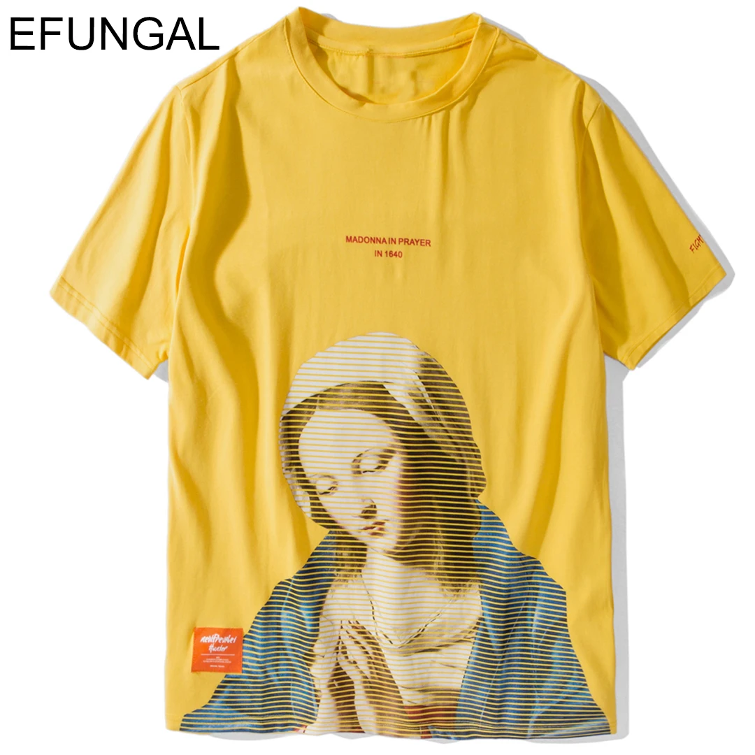 Мужская и женская футболка с короткими рукавами EFUNGAL Madonna In Prayer хлопковая