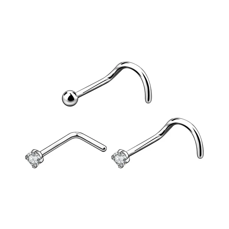 silveer 3pcs 3 шт., модные маленькие шпильки для пирсинга, кольца, титановая нержавеющая сталь, циркон, 2 мм, 20 г, серебряные, золотые, черные ювелирные изделия, антиаллергенные - Окраска металла: silveer 3pcs
