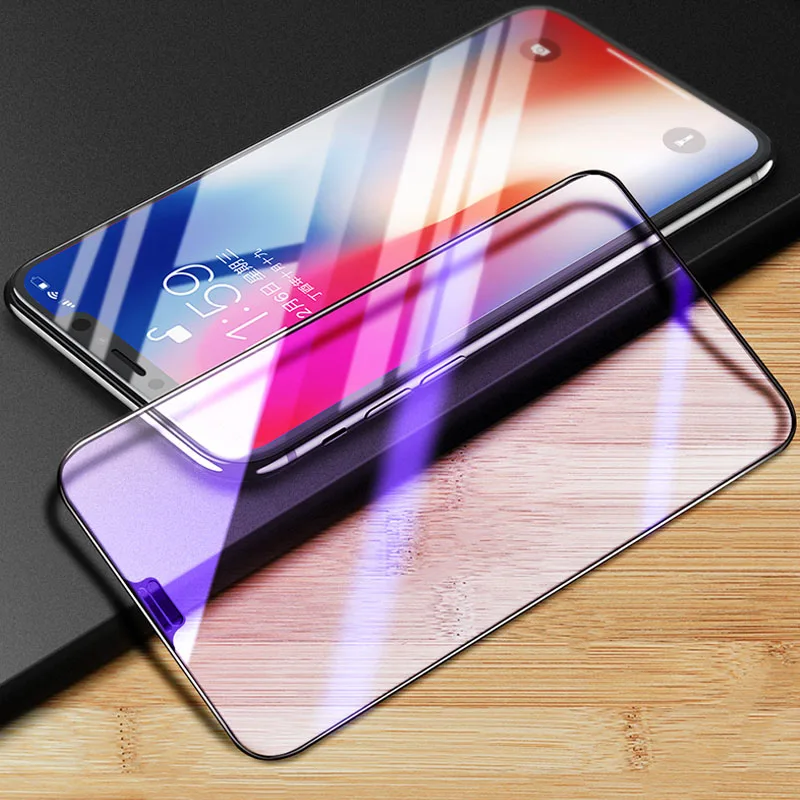 Закаленное антибликовое стекло 9D для iphone XS Max XR X 7 8 6 Plus 3 шт.|Защитные стёкла и
