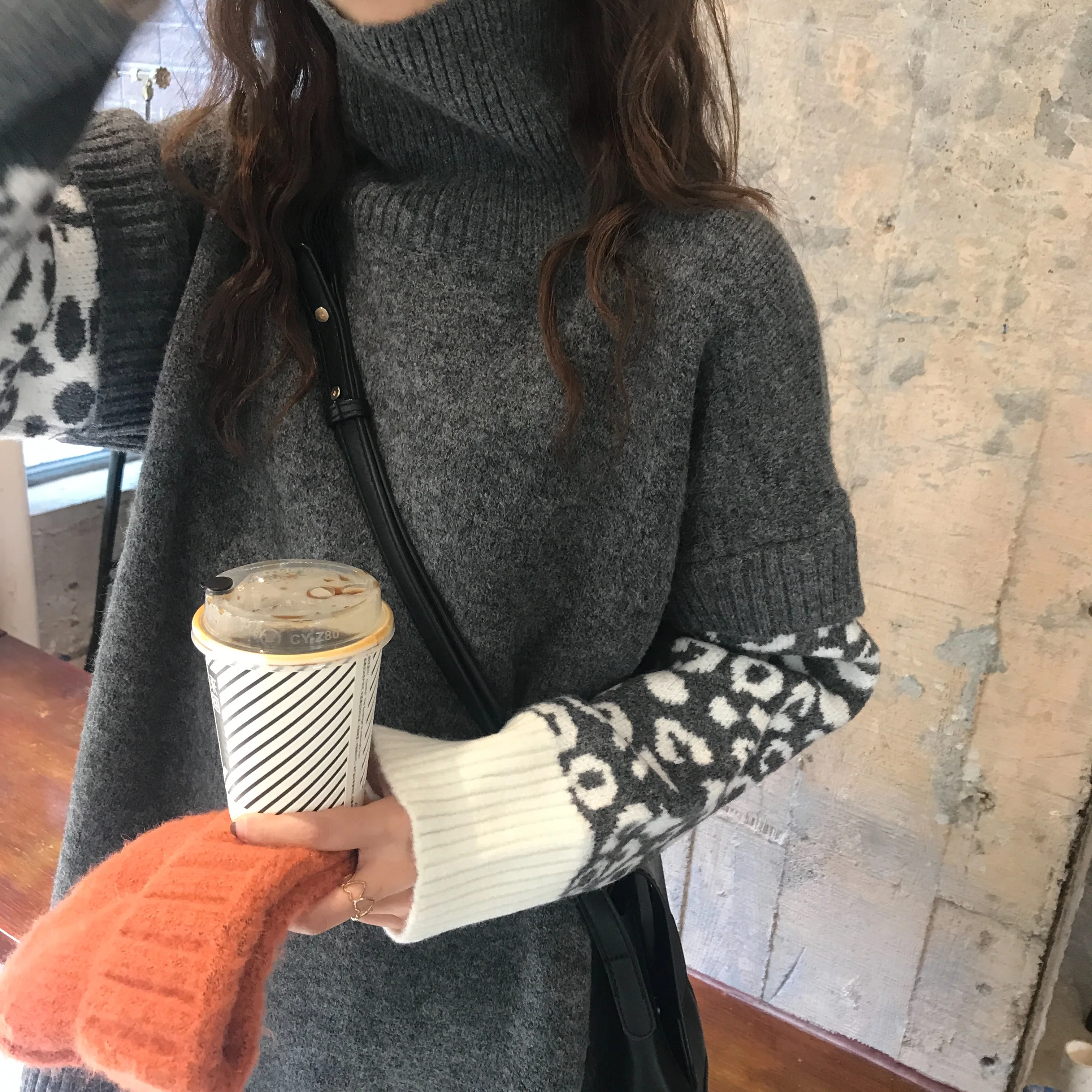 Lychee Girls Leopard Patchwork Women Sweater Turtleneck Long Seeve Female Thick Autumn Winter Office Lady Style Pullover |