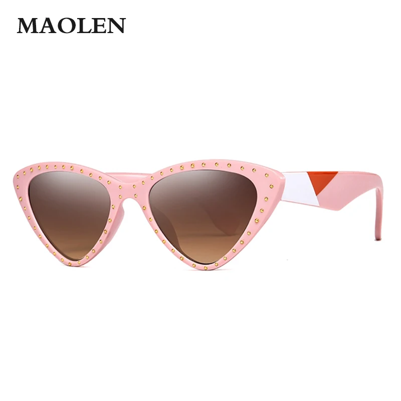 MAOLEN новые модные милые дамы кошачий глаз солнцезащитные очки Для женщин Винтаж бренд маленькое солнце женские очки оculos de sol UV400
