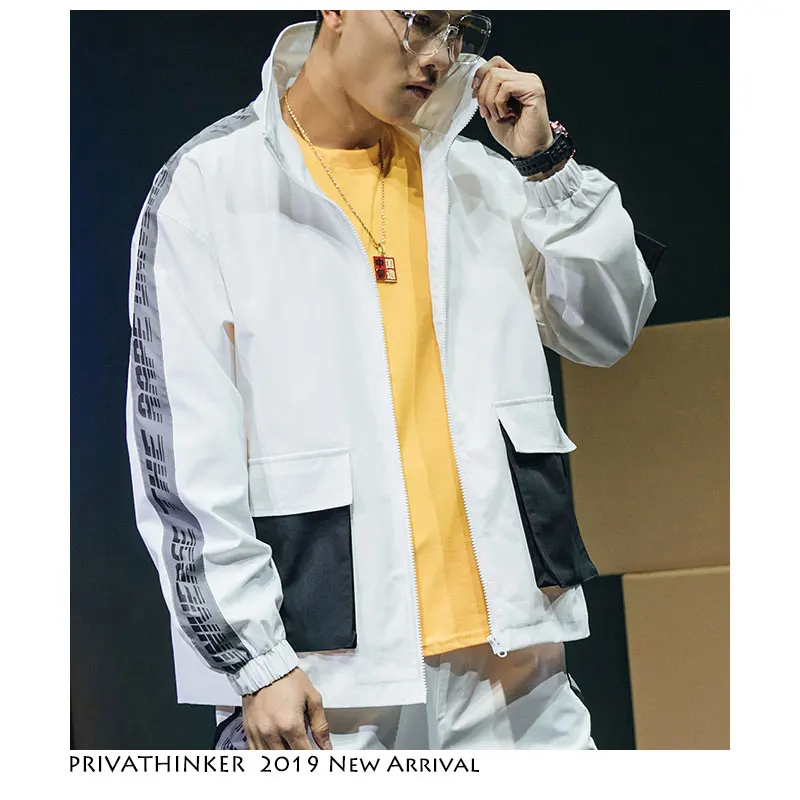 Privathinker Harajuku Loose Jacket Man Clothes 2019 Casual Print Men Korean Spring Streetwear Fashion Zipper Windbreaker | Мужская