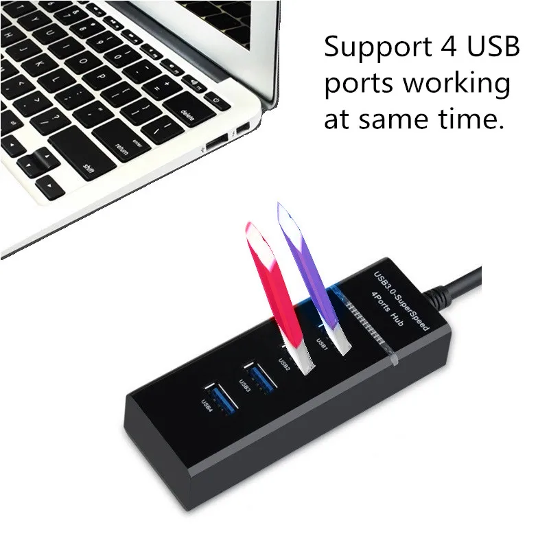 Сверхскоростной портативный концентратор с 4 портами USB 3 0 для ноутбука разъемы