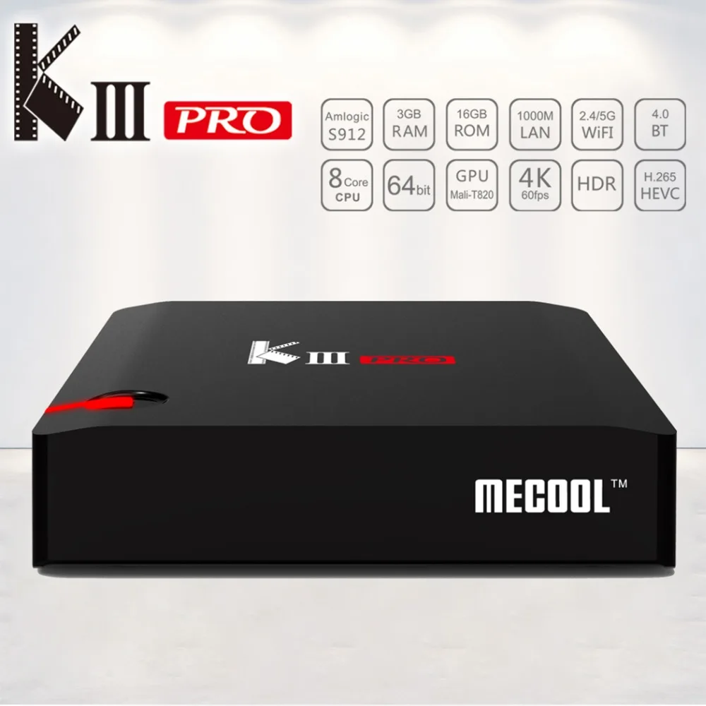 Mecool Android 7,1 ТВ приставка KIII PRO приставка 4K WiFi 2,4G/5G 3GB 16GB DVB-S2/T2/C Декодер Amlogic BT 4,0 Поддержка Clines IP tv