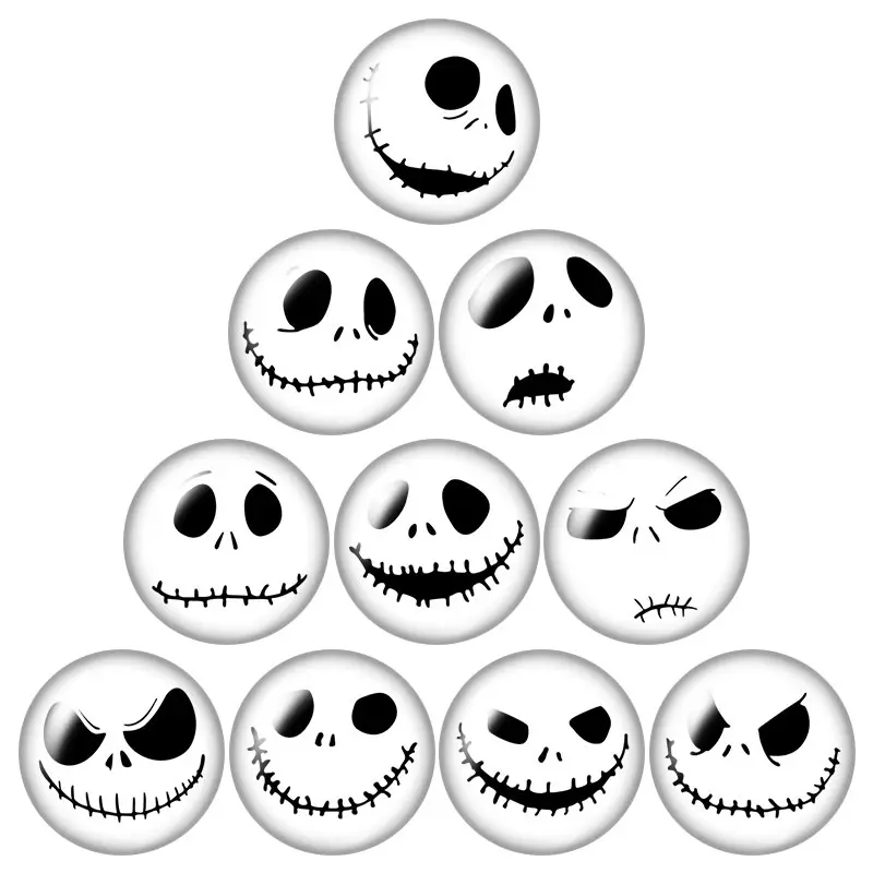 ZB1187 Новинка jack skellington Evil Face 10 шт. 12 мм/18 мм/20 мм/25 мм круглый фото стекло кабошон demo с плоской задней частью делая результаты ZB0429 - Цвет: ZB1187