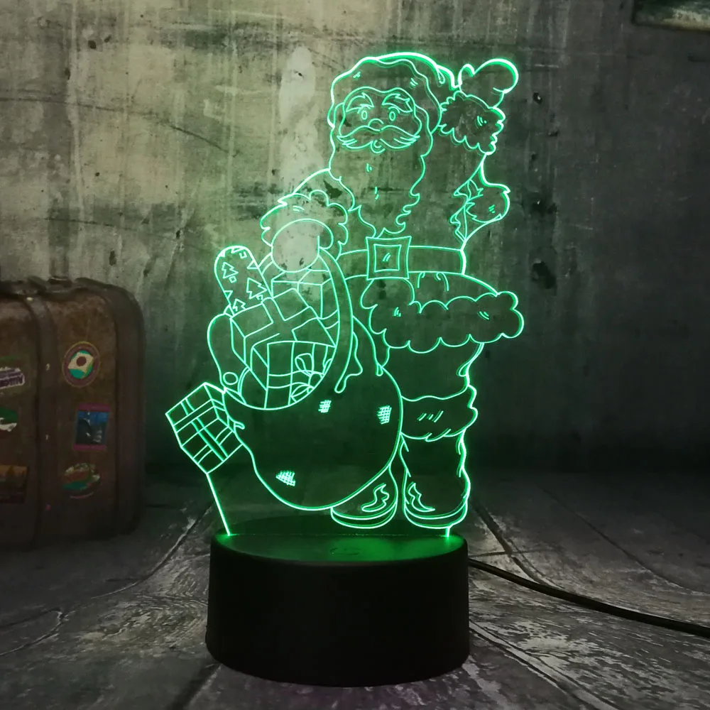 Рождественский новогодний Рождественский подарок Санта-Клаус 3D светодиодный RGB ночник USB настольная лампа украшение дома новинка детская игрушка подарок на день рождения