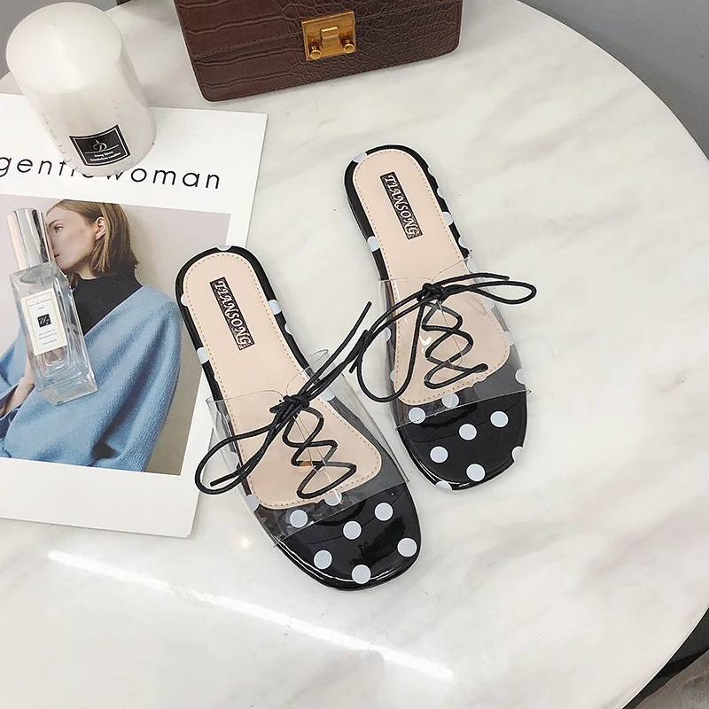 2019 Модные женские сандалии тапки из прозрачного пластика с перекрестной