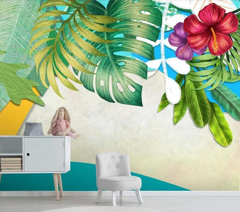Decorative wallpaper Hand-painted tropical plant background wall painting | Обустройство дома