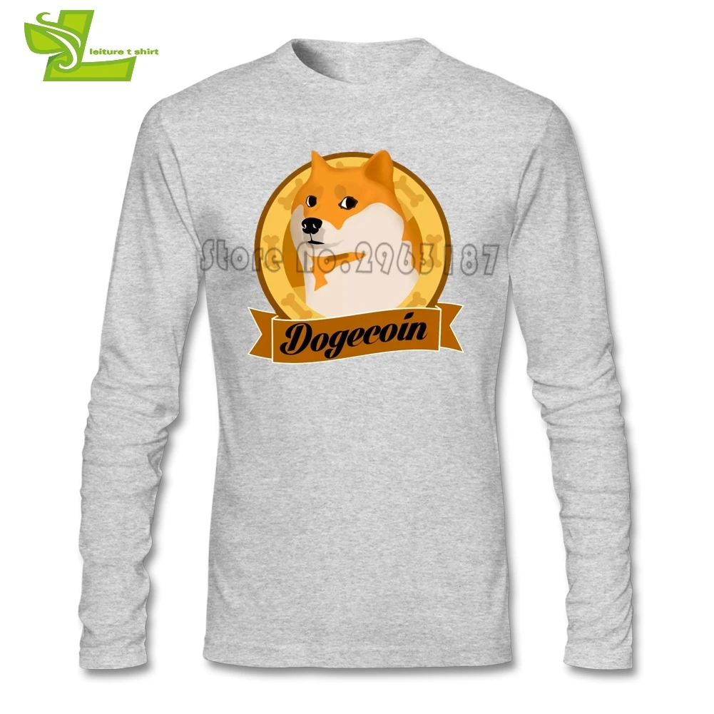 Мужская футболка Dogecoin To The Moon повседневные обычные топы с длинными рукавами и