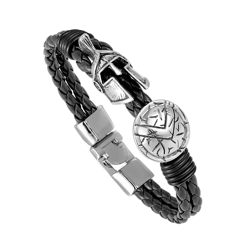 Новый Ретро мужской браслет Спартанский воин роскошные кожаные браслеты ручной работы женские браслеты ювелирные изделия Изысканный пода...