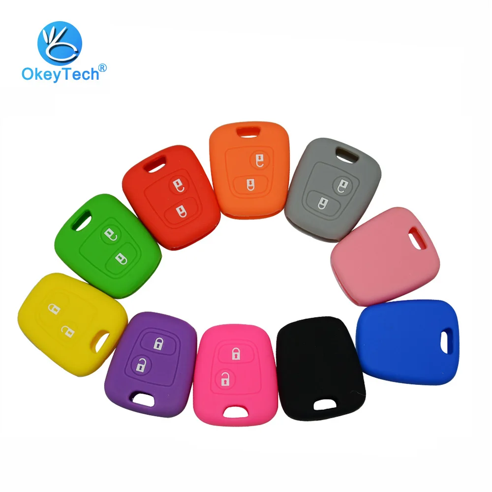Чехол для ключей OkeyTech из силиконовой резины Peugeot 206 307 207 408 Citroen C2 C3 C4 Toyota Aygo 2 кнопки