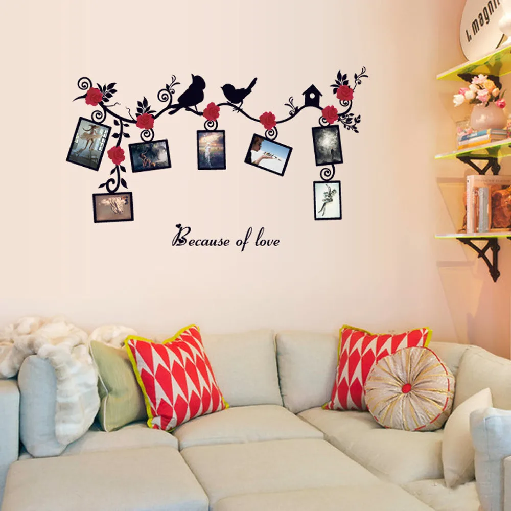 Многоцветная съемный милый птица фото Наклейки на стену наклейки Мода Книги по