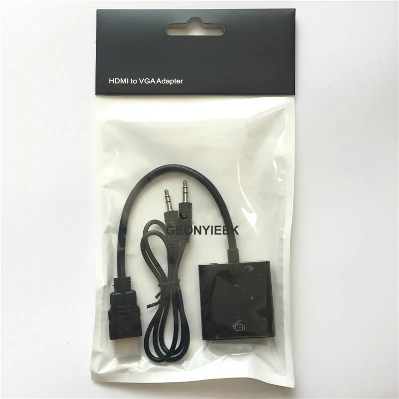 Black with Audio HDMI в VGA кабель конвертер мужской в Famale конвертер адаптер 1080P цифро-аналоговый видео аудио для ПК ноутбук планшет - Цвет: Black with Audio