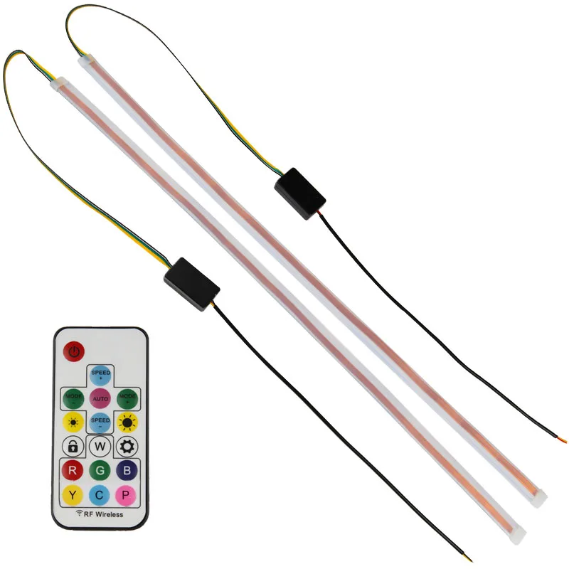 12V 45 см 60 светодиодный RGB бег светильник s с желтым указатели поворота Сгибаемая