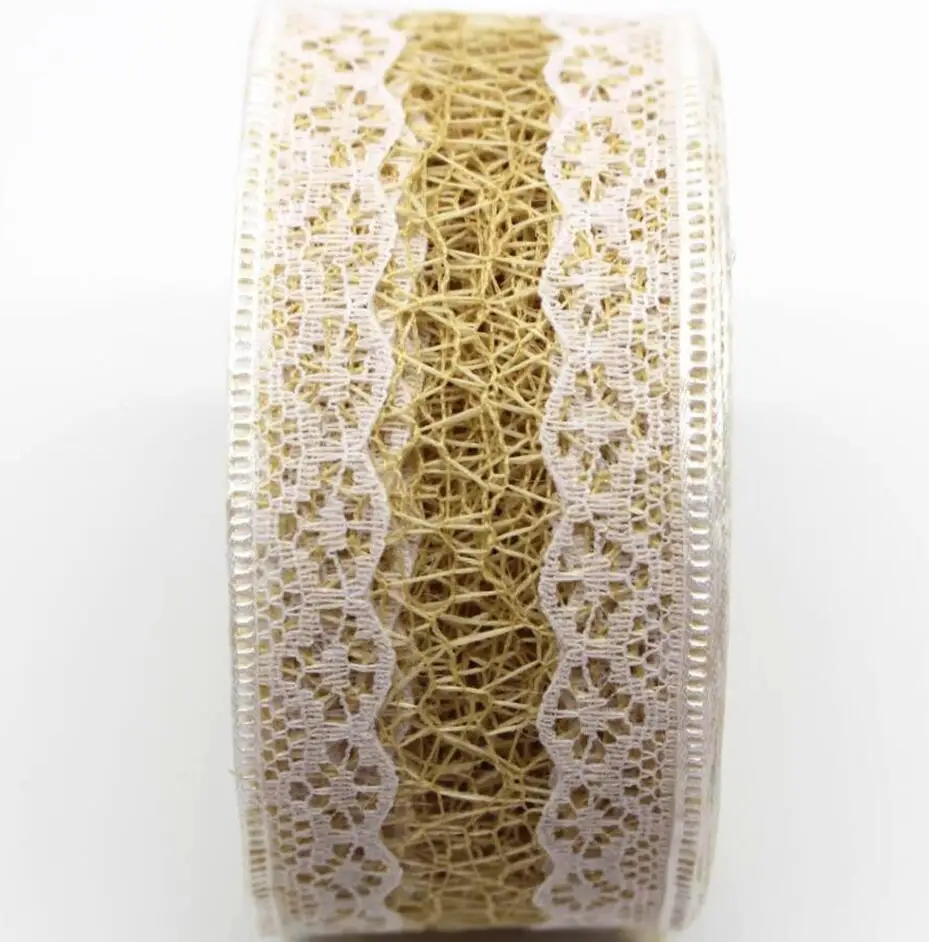 New 1-1/2 38mm lace ribbon 5y/10/20 yards DIY handmade material headdress bow Christmas wedding decoration Bud silk - Цвет: 1
