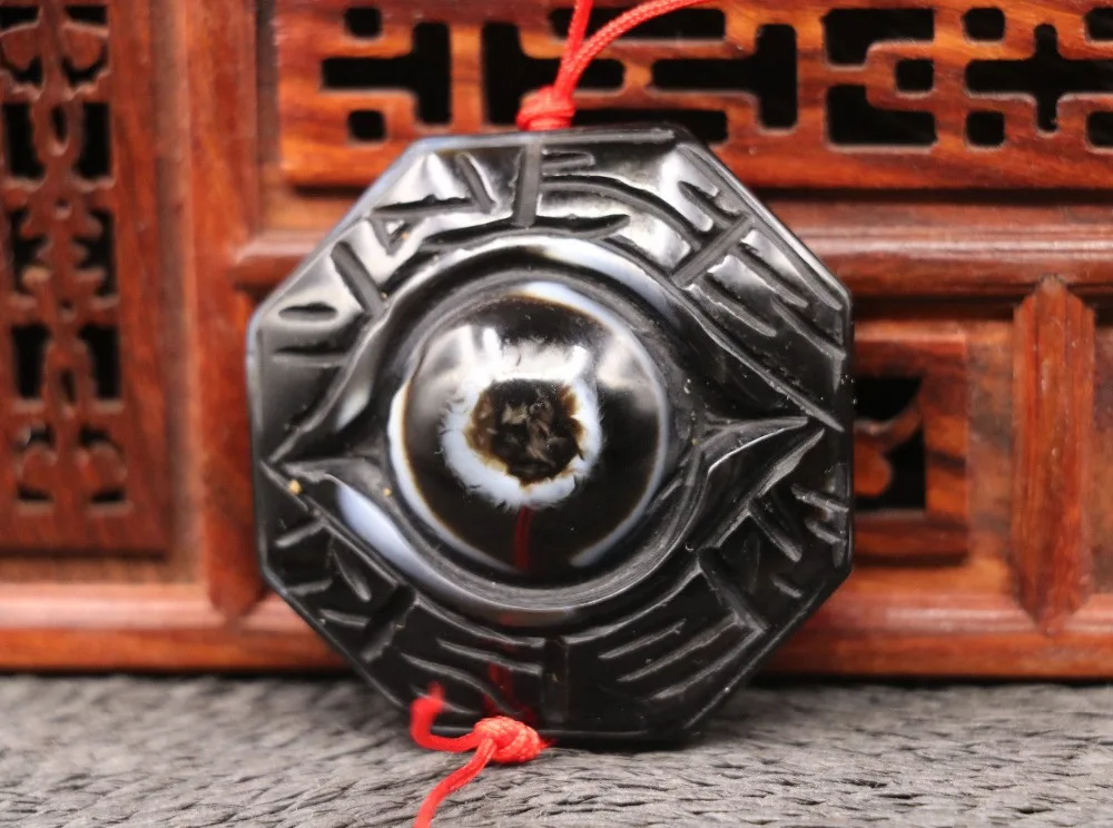 Тибетский оникс Yin Yang Bagua кулон с драгоценным камнем резьба по сокровищам LKbrother