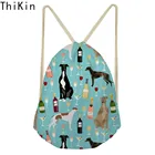 THIKIN Грейхаунд черный ПЭТ льняной кисет для путешествий Женские Маленькая тканевая хранения рюкзак с мультяшным рисунком Рождественский подарок мешок