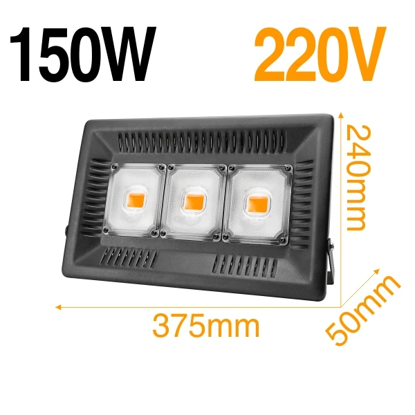 150W 220V Светодиодная фитолампа полный спектр 380-780nm 30 Вт 50 Вт 100 Вт 150 Вт AC 110 В 220 в наружный прожектор для роста IP65 для теплицы растений - Испускаемый цвет: 150W 220V