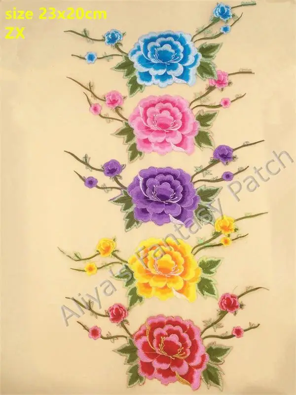 1 шт. большой размер и украшением в виде цветка вышитые патчи железные на мотив