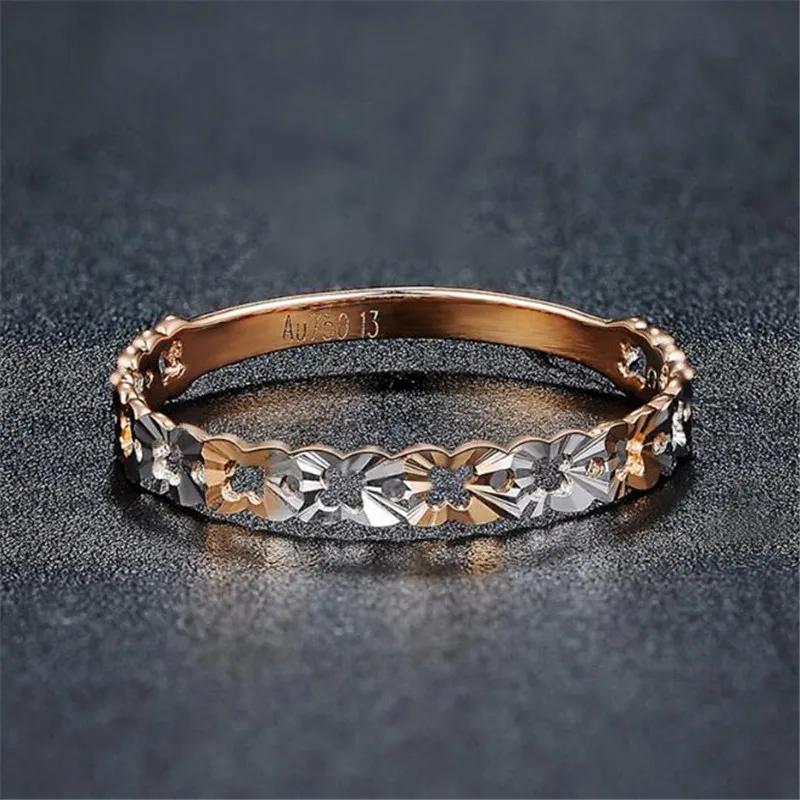 Модные 2 цвета цветы обручальные кольца для женщин Bijoux Anel Femme обручальное кольцо 18 К золото массивные ювелирные украшения в подарок любимой