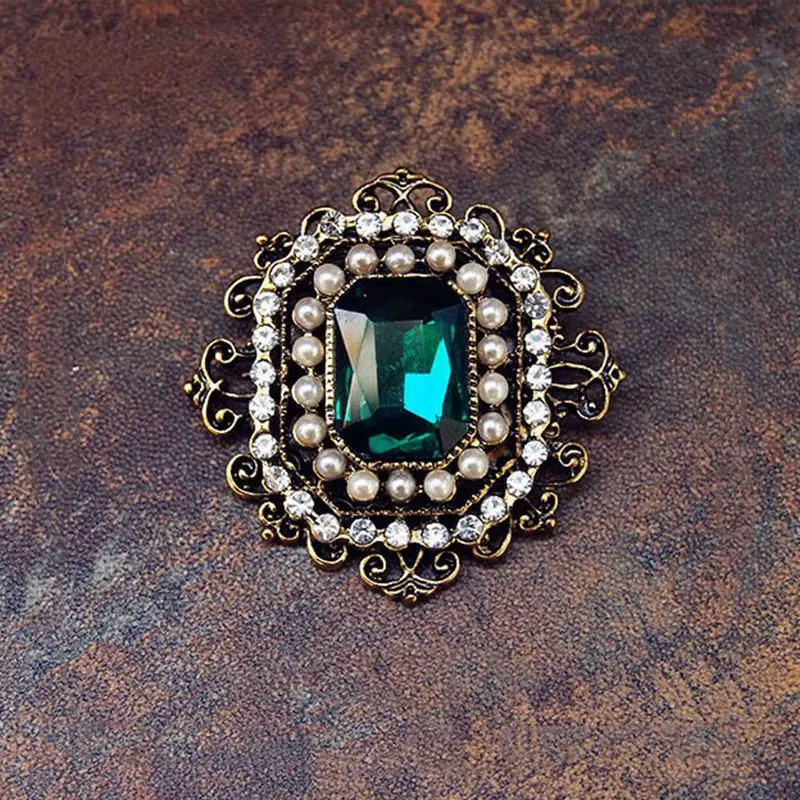 Старинное золото тон Винтаж Стиль квадратный Стекло Ceystal и искусственным